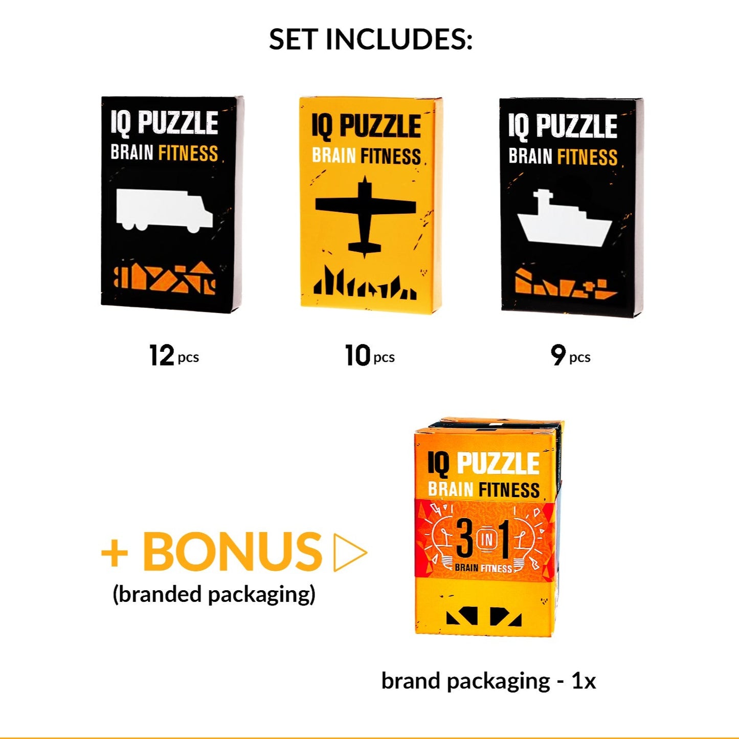 IQ Puzzle Set of 3 Transportation (Plane, Ship & Truck Puzzle) - IQ Puzzle for Kids & Adults