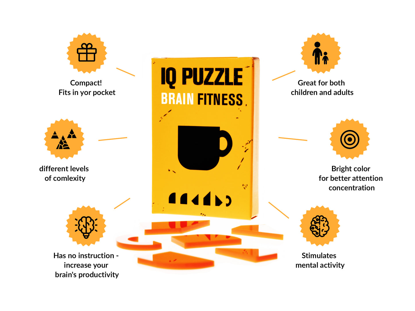 IQ Puzzle Set of 3 - Romantic (Heart, Circle, & Mug)
