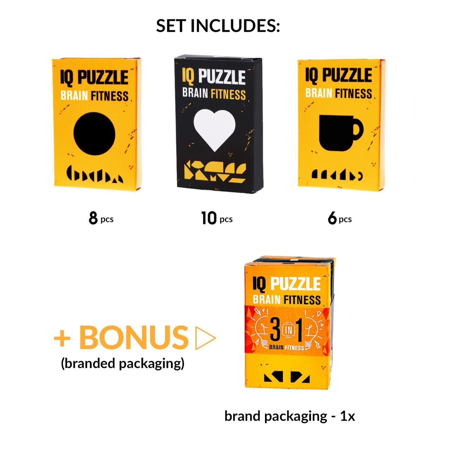 IQ Puzzle Set of 3 - Romantic (Heart, Circle, & Mug)