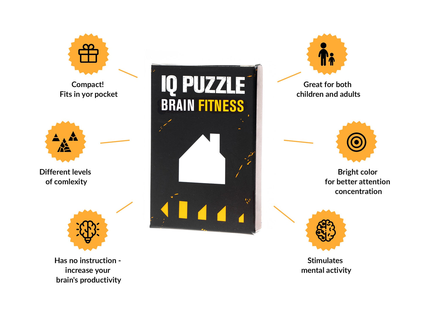 IQ Puzzle – House Edition, Brain Fitness for Kids & Adults, Size (3,5x2,5x0.5 in)