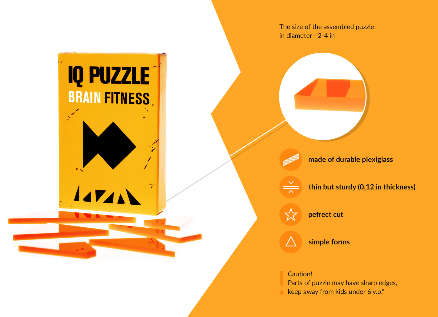 IQ Puzzle Set of 3 - The Mix (Plus, Number 4, & Fish)