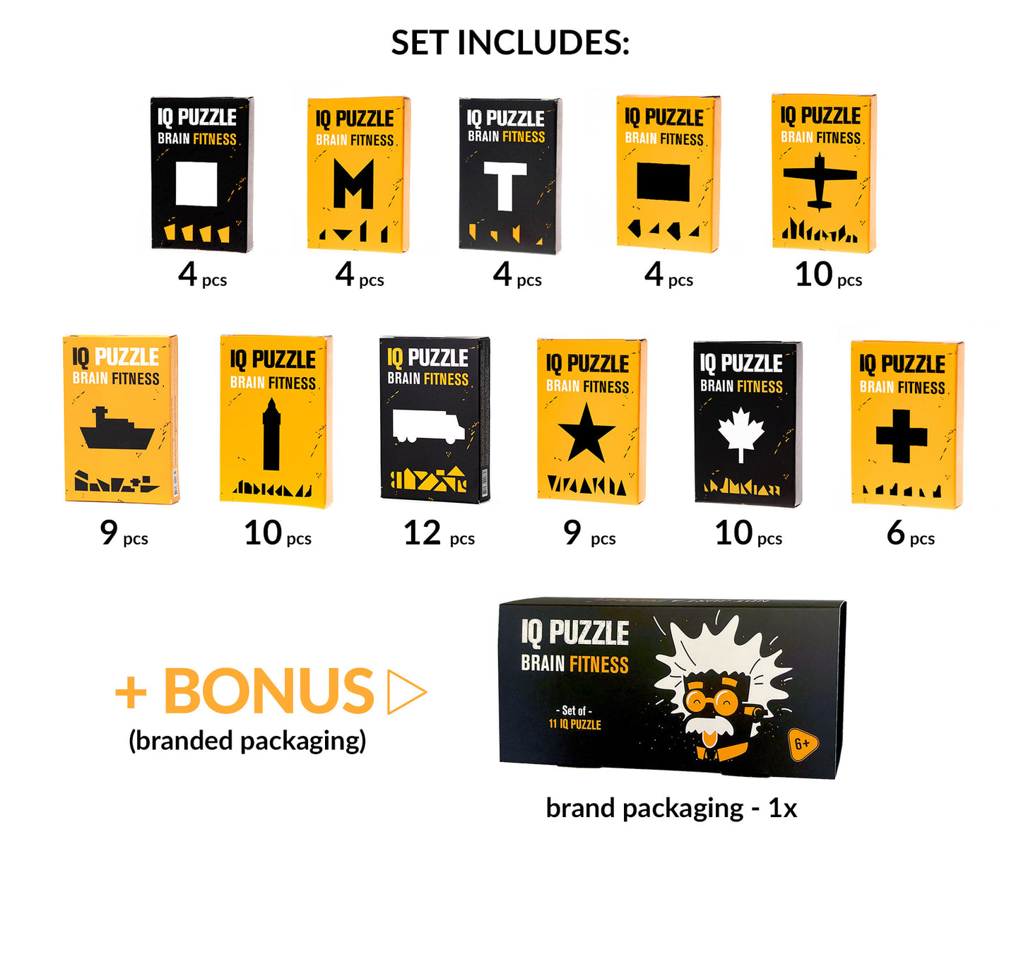 IQ Puzzle set of 11 - IQ Puzzle Set for Kids & Adults, Size (9x6x1.5 cm)