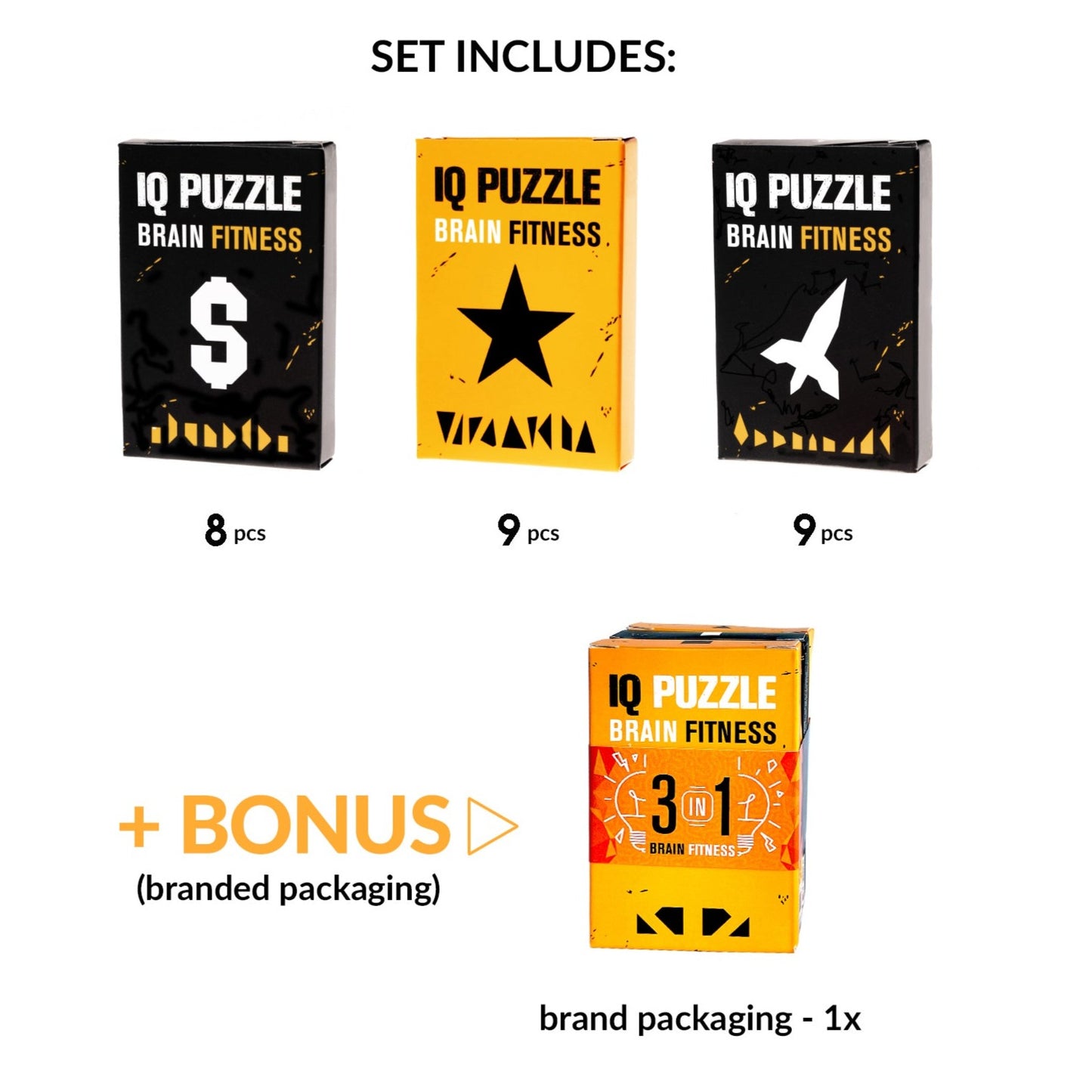 IQ Puzzle Set of 3 - Entrepreneurship (Dollar, Star, & Rocket)