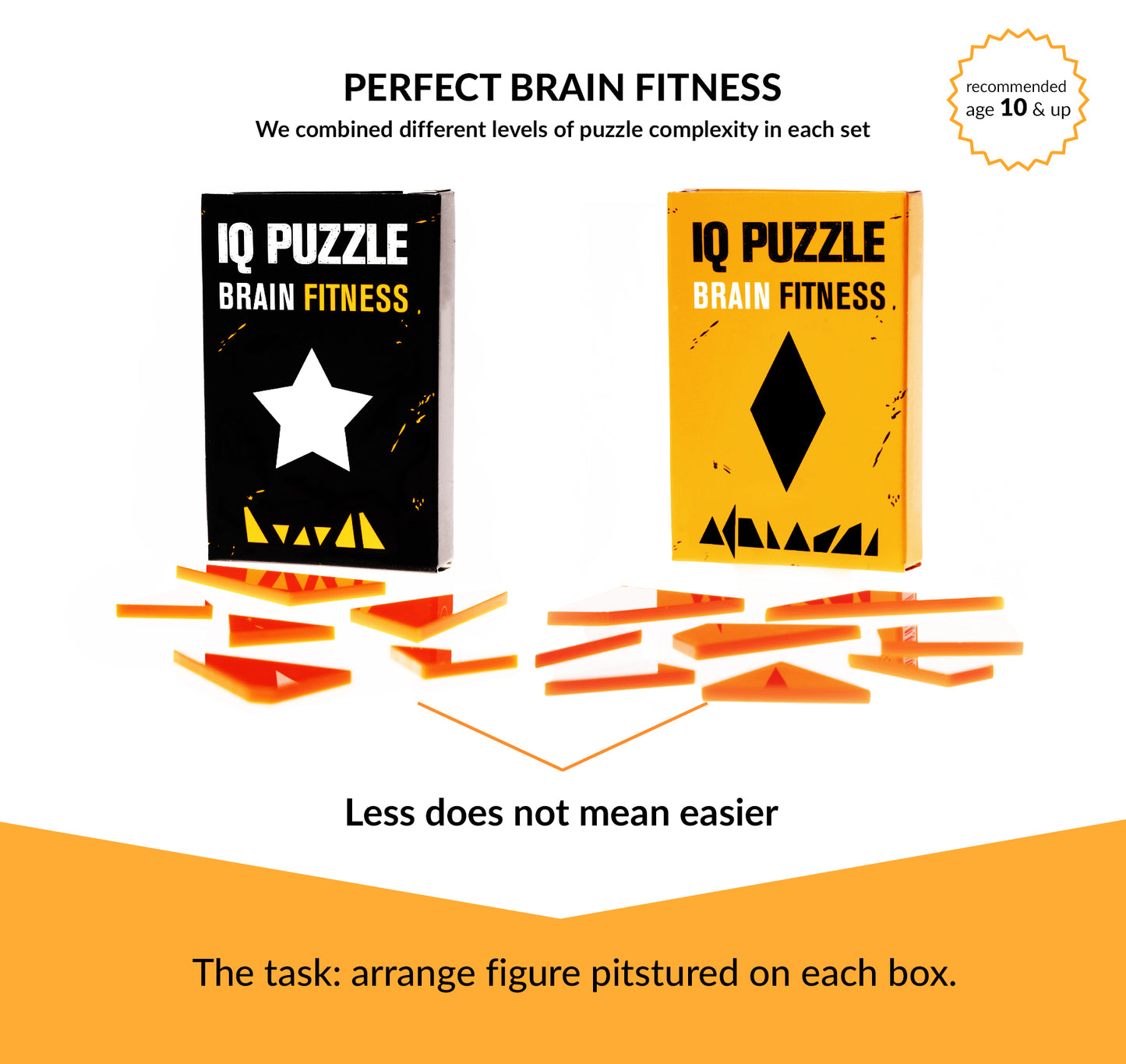IQ Puzzle Set of 7 - Intermediate (Fish, Heart, Rhombus, House, Plus, Star, Cup)