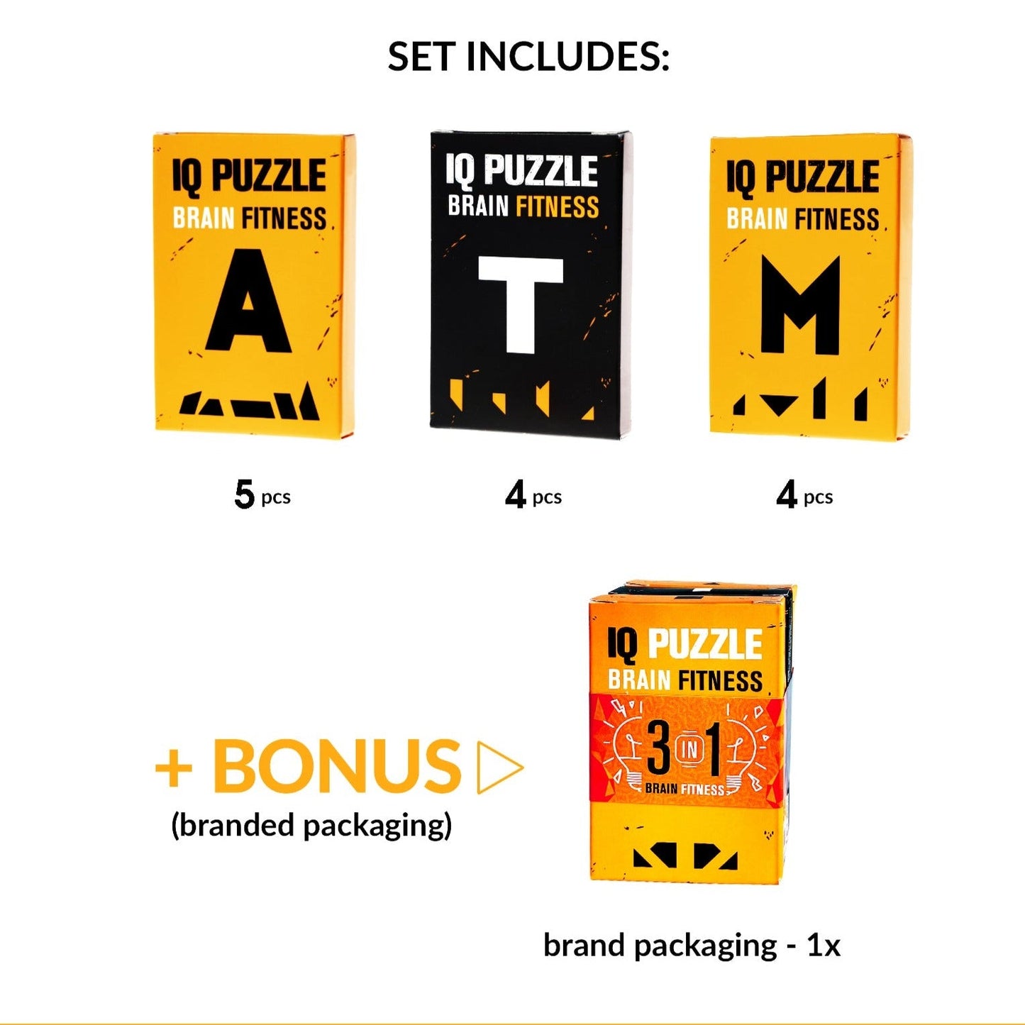 IQ Puzzle Set of 3 - Letters (Letter A, Letter T, & Letter M)