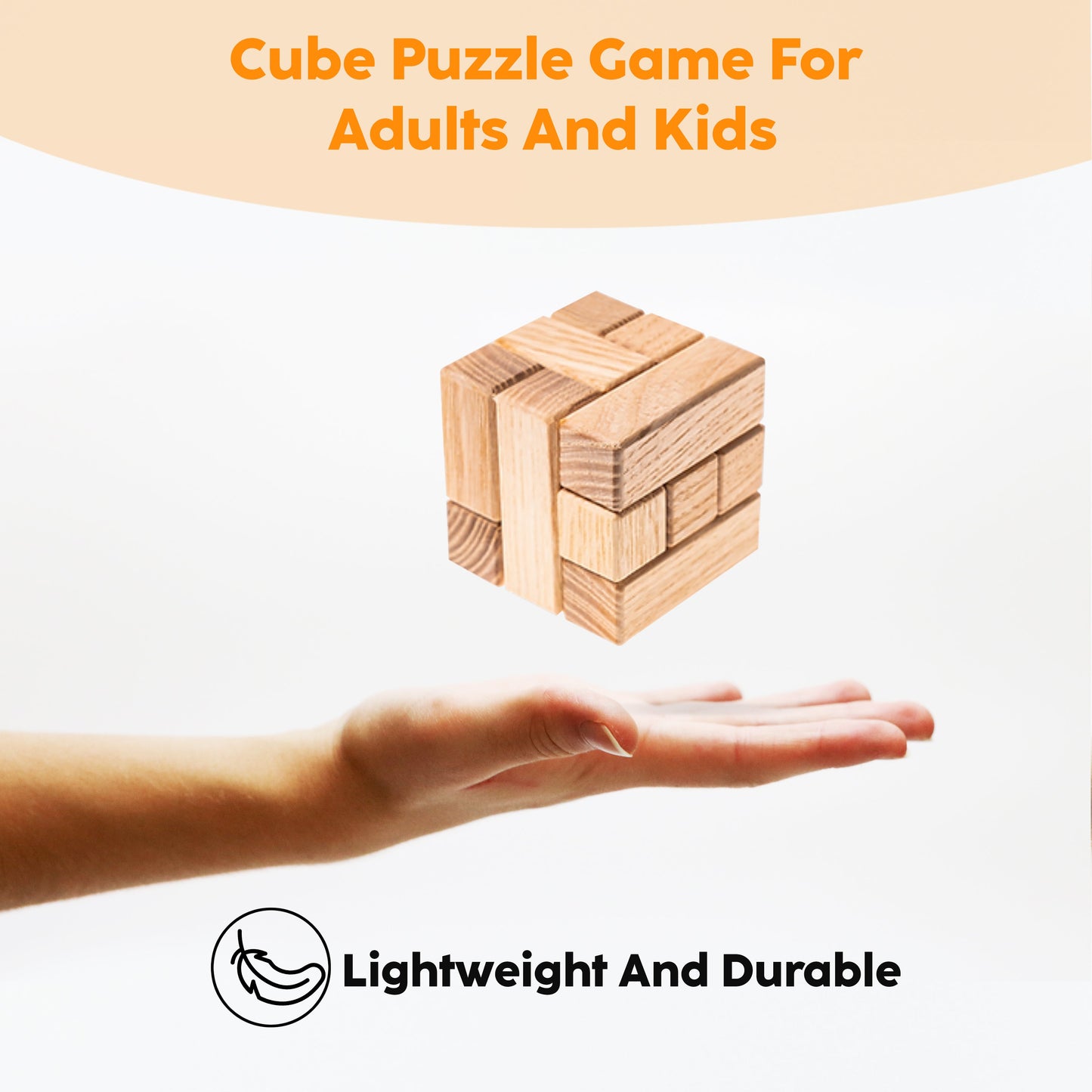 Wooden Cube Puzzle, 3D Wooden Puzzles for Adults, Brain Test Puzzle (5x5x5 cm) or (2x2x2 in)