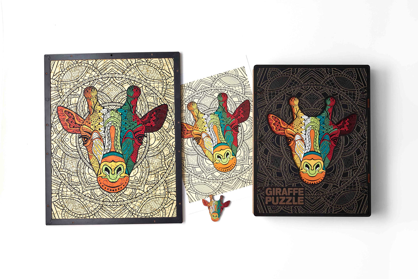 Giraffe Shaped Jigsaw Piecezz Wooden Puzzle, Large Size, 250 Pieces, Animal Shaped Puzzles (10*13*2 in) or (25*33*5 cm)