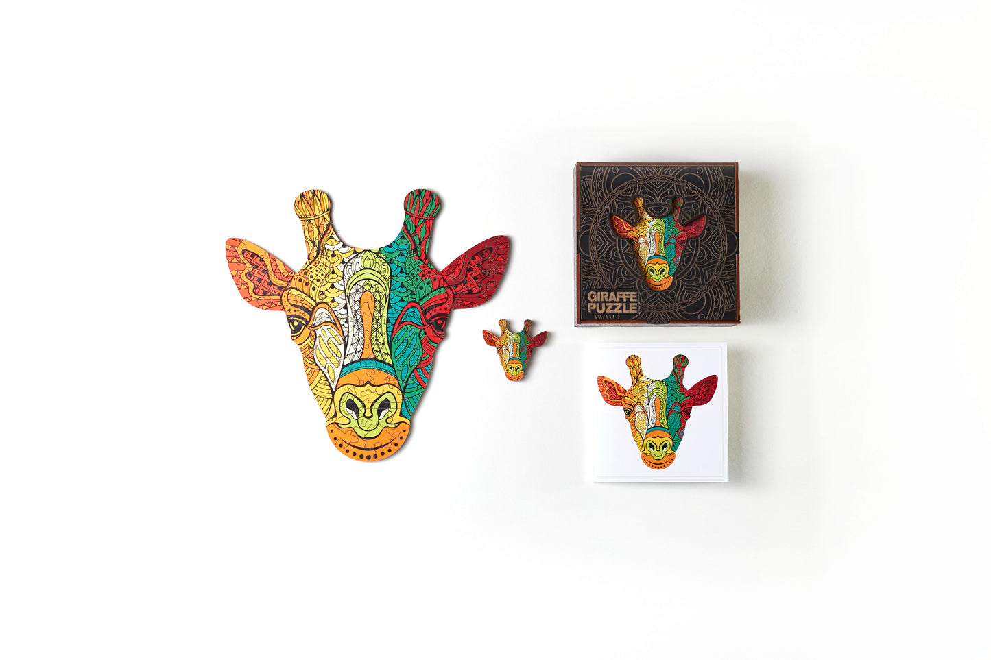 Giraffe Shaped Jigsaw Pieces Wooden Puzzle, 70 Pieces, Small Size Puzzles - (15x15x5 cm) or (6x6x2 in), Animal Shaped Puzzle