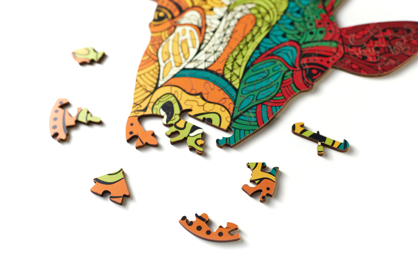Giraffe Shaped Jigsaw Pieces Wooden Puzzle, 70 Pieces, Small Size Puzzles - (15x15x5 cm) or (6x6x2 in), Animal Shaped Puzzle