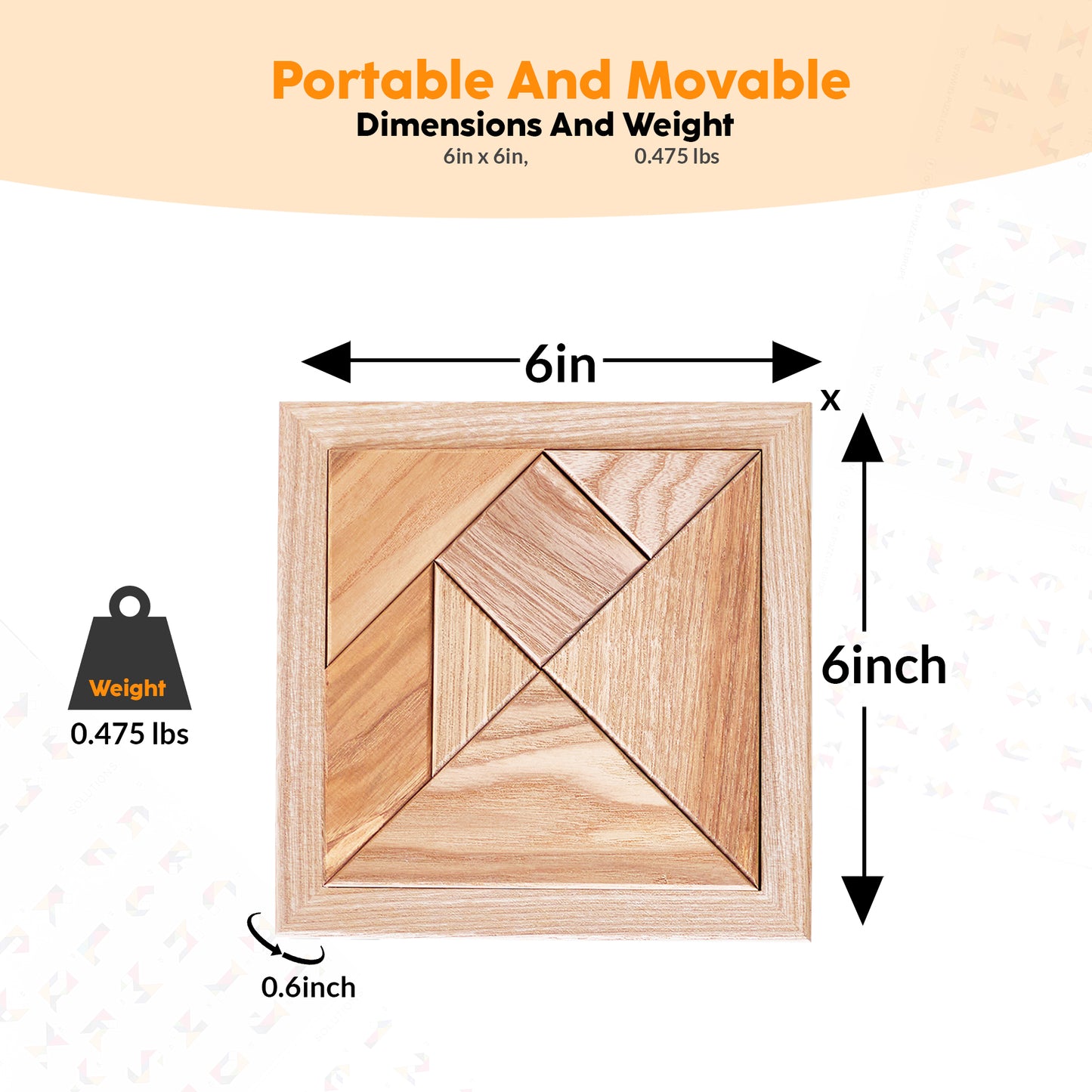 Tangram, Unique IQ Puzzle to Boost brain development, Brain Fitness Puzzle (15x15x1.5 cm) or (6x6x0.5 in)