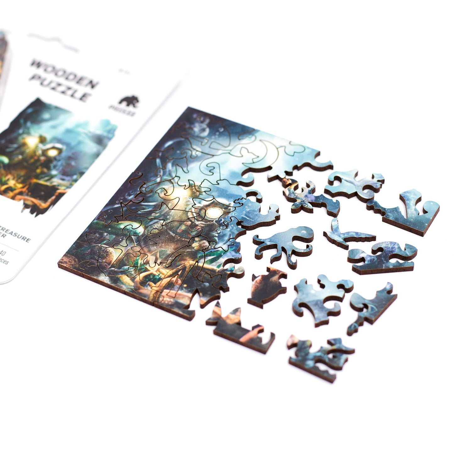 Treasure Hunter Pocket Size Piecezz Wooden Puzzle, Animal Shaped Puzzle (5x7x 0.5 in)