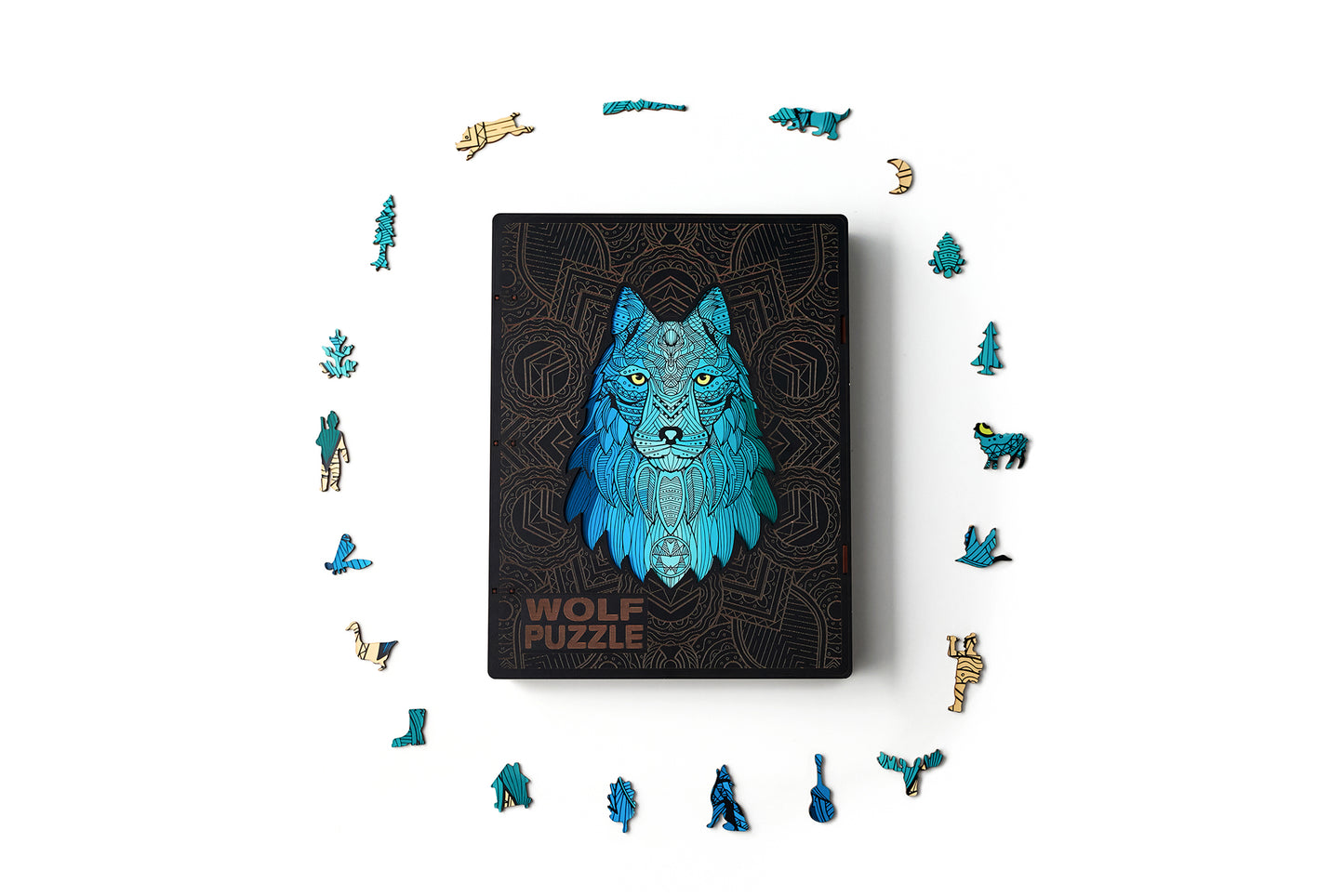 Wolf Shaped Jigsaw Piecezz Wooden Puzzle, Large Size, 250 Pieces, Animal Shaped Puzzles (10*13*2 in) or (25*33*5 cm)