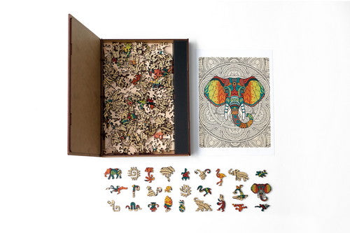 Elephant Wooden Puzzle, Elephant Jigsaw Piecezz Puzzle, Large Size, 250 Pieces (10*13*2 in) or (25*33*5 cm)