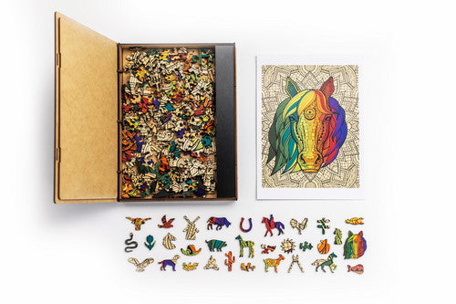 Horse Shaped Jigsaw Piecezz Wooden Puzzle, Large Size, 250 Pieces, Animal Shaped Puzzles (10*13*2 in)