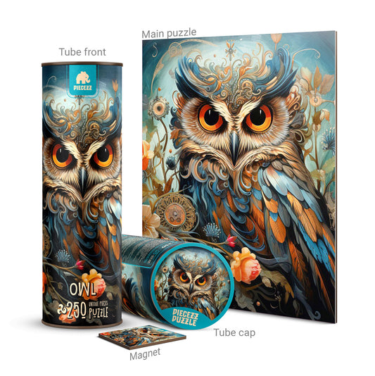 Tube Puzzle - Owl Shaped, Tube Puzzle for Kids & Adults