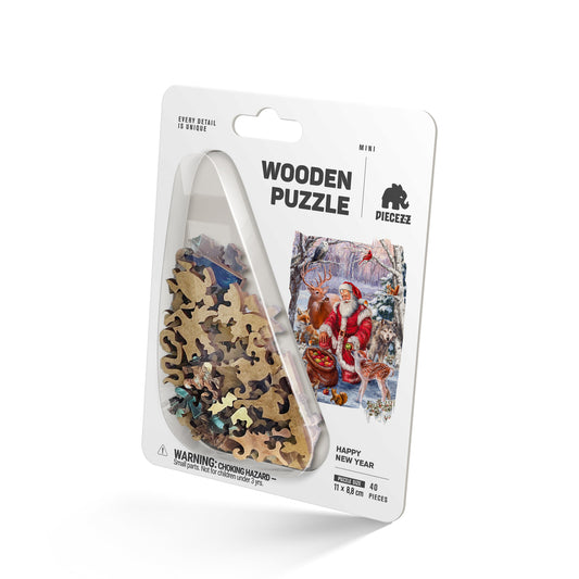 Happy New Year Pocket Size Piecezz Wooden Puzzle