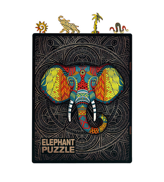 Elephant Shaped Jigsaw Piecezz Wooden Puzzle, Large Size, 250 Pieces, Animal Shaped Puzzles (10*13*2 in) or (25*33*5 cm)