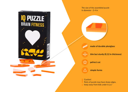 IQ Puzzle: Heart Edition, Brain Development for KIds & Adults, Size (9x6x1.5 cm) or (3,5x2,5x0.5 in)