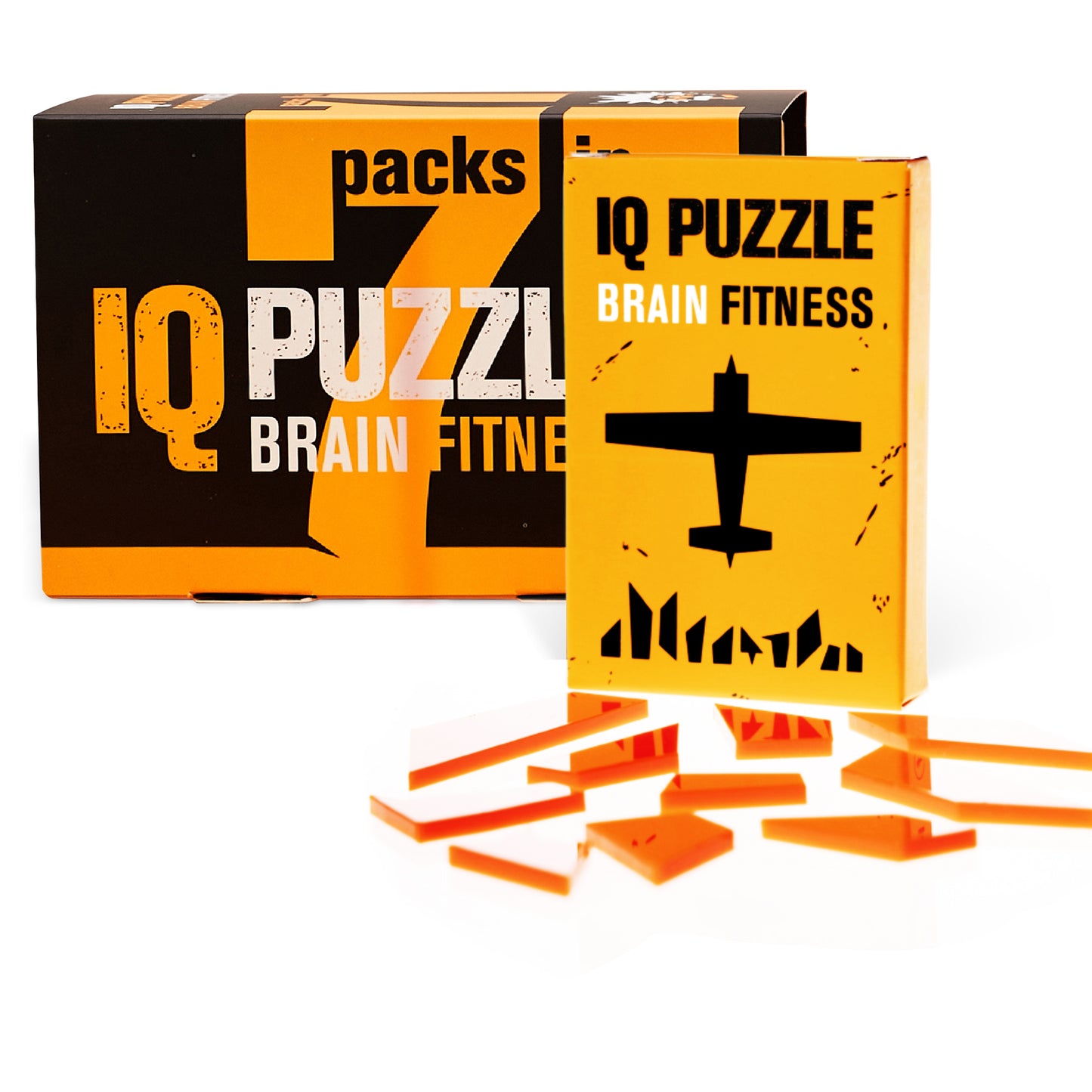 IQ Puzzle Set of 7  - Small Advance Set (Rocket,Star,Maple Leaf,Plane,Ship,Big ben,Truck)