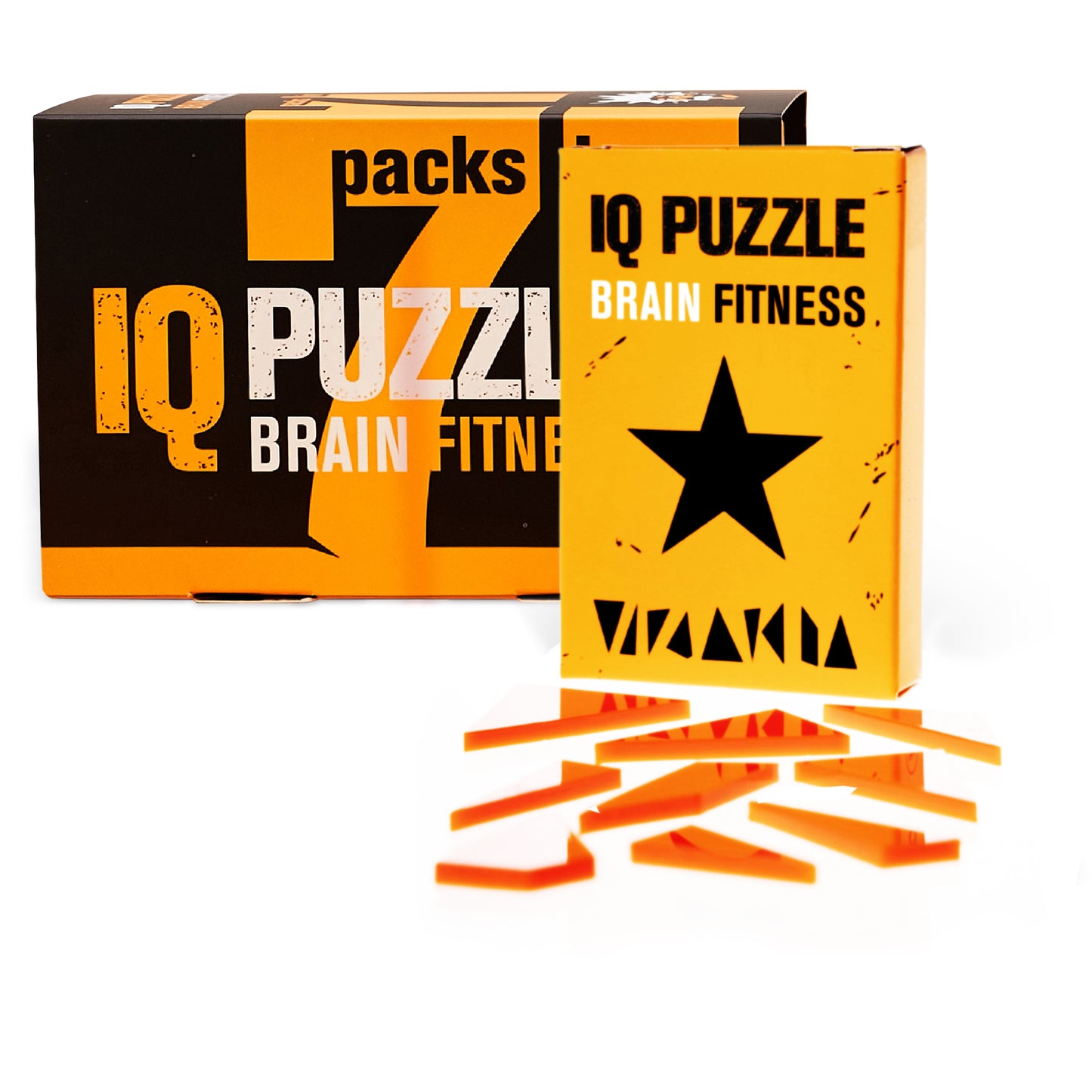 IQ Puzzle Set of 7 - Mix of Themes (Coffee, Circle, Triangle, Pyramid, Star, Twins, Dollar)