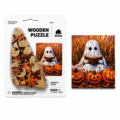 Ghostly Tales Mini Piecezz Wooden Puzzle, Halloween Jigsaw Puzzle