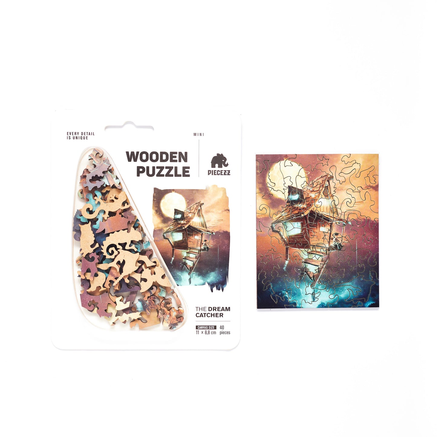 Dream Catcher Pocket Size Piecezz Wooden Puzzle, Animal Shaped Puzzle (5x7x 0.5 in)