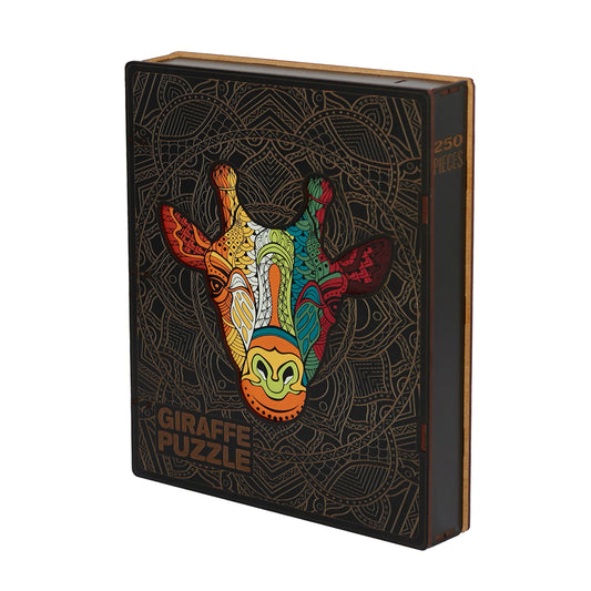Giraffe Shaped Jigsaw Piecezz Wooden Puzzle, Large Size, 250 Pieces, Animal Shaped Puzzles (10*13*2 in) or (25*33*5 cm)