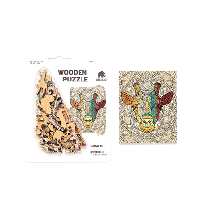 Pocket Size Piecezz Puzzle - Giraffe Shaped, Animal Puzzle, 5x7x 0.5 in