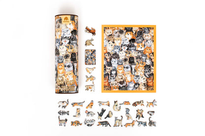 Cat Puzzle Tube, Wooden Cat Puzzle for Kids & Adults, 250 Pieces