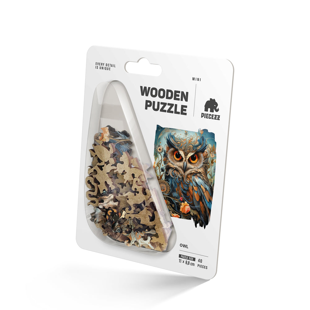 Owl Shaped Pocket Size Piecezz Wooden Puzzle