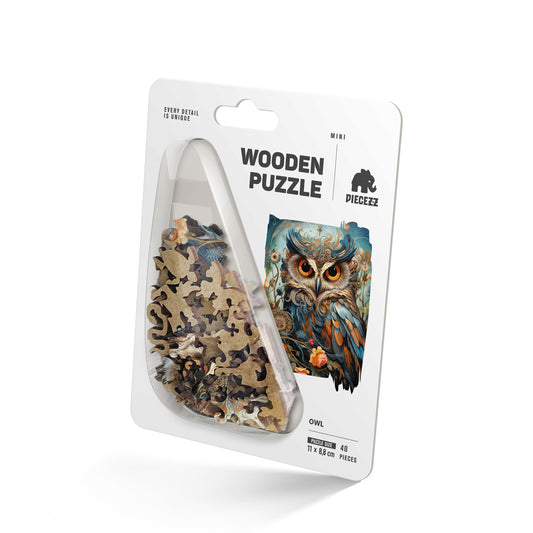 Owl Shaped Pocket Size Piecezz Wooden Puzzle