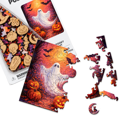 Spooky Night Mini Piecezz Wooden Puzzle, Halloween Jigsaw Puzzle