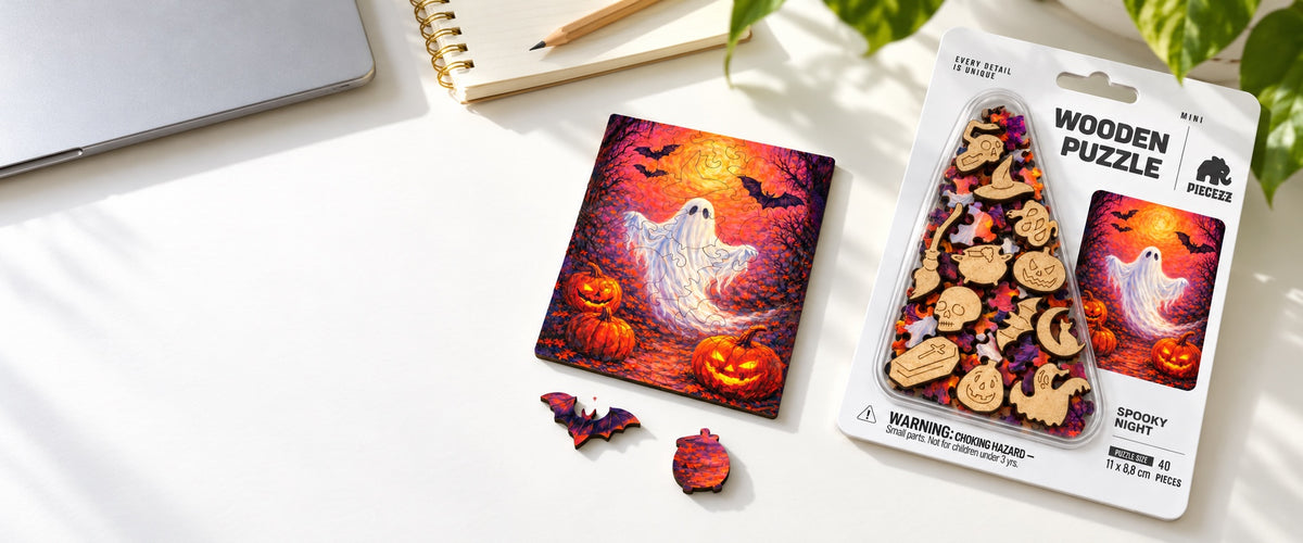 Spooky Night Mini Piecezz Wooden Puzzle, Halloween Jigsaw Puzzle