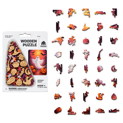 Spooky Night Mini Piecezz Wooden Puzzle, Halloween Jigsaw Puzzle