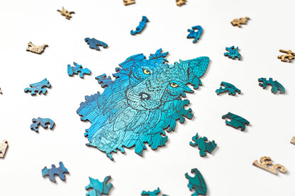Wolf Shaped Jigsaw Piecezz Wooden Puzzle, Large Size, 250 Pieces, Animal Shaped Puzzles (10*13*2 in) or (25*33*5 cm)