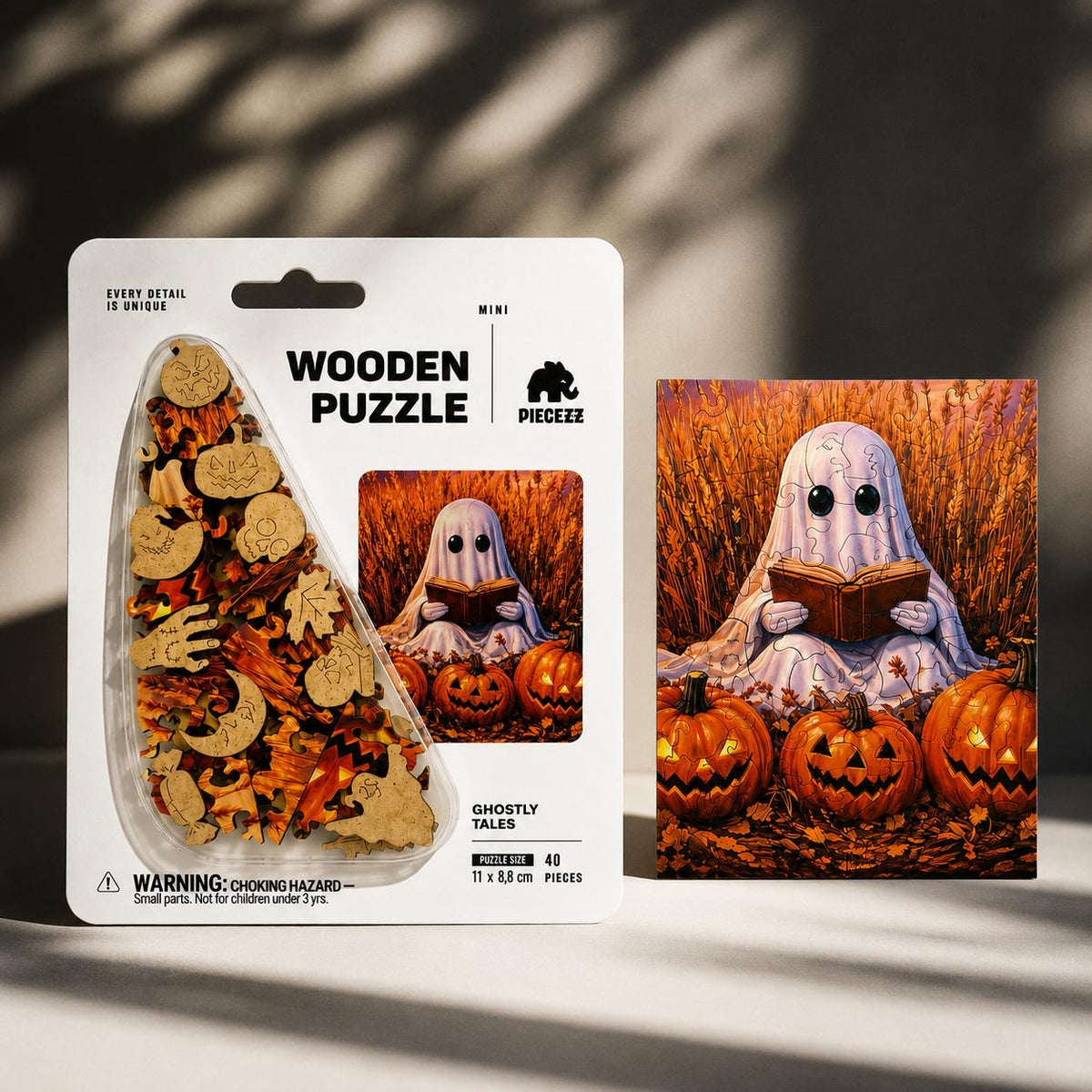 Ghostly Tales Mini Piecezz Wooden Puzzle, Halloween Jigsaw Puzzle