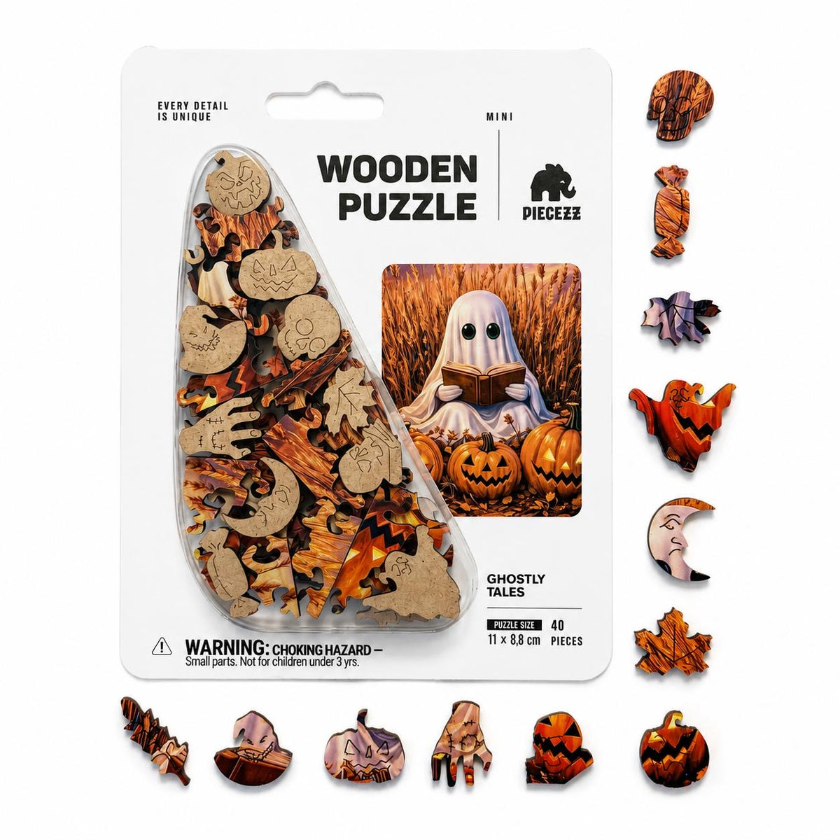 Ghostly Tales Mini Piecezz Wooden Puzzle, Halloween Jigsaw Puzzle