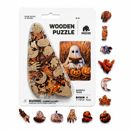 Ghostly Tales Mini Piecezz Wooden Puzzle, Halloween Jigsaw Puzzle