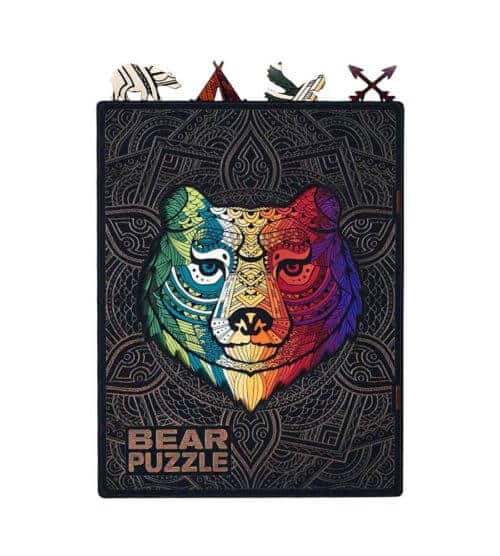 Bear Shaped Jigsaw Piecezz Wooden Puzzle, Large Size, 250 Pieces, Animal Shaped Puzzles (10*13*2 in)