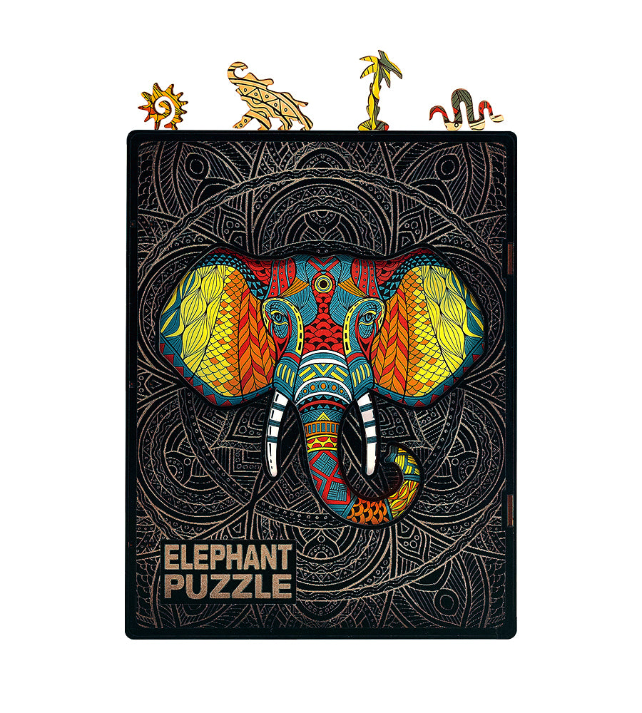 Elephant Shaped Jigsaw Piecezz Wooden Puzzle, Large Size, 250 Pieces, Animal Shaped Puzzles (10*13*2 in) or (25*33*5 cm)