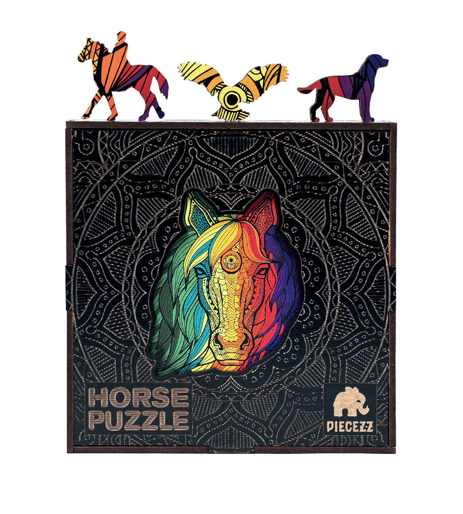 Horse Shape Jigsaw Piecezz Puzzle, 70 Small Size Pieces Puzzle for Kids & Adults, Animal Shaped Colorful Puzzle, (15x15x5 cm) or (6x6x2 in)
