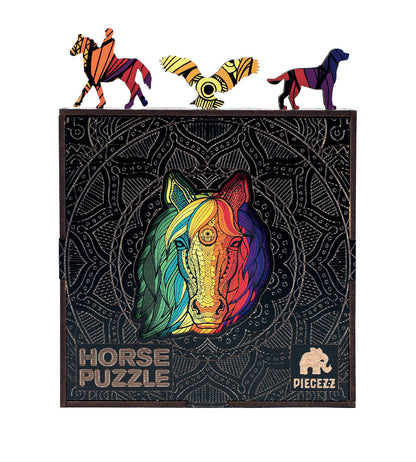 Horse Shape Jigsaw Piecezz Puzzle, 70 Small Size Pieces Puzzle for Kids & Adults, Animal Shaped Colorful Puzzle, (15x15x5 cm) or (6x6x2 in)