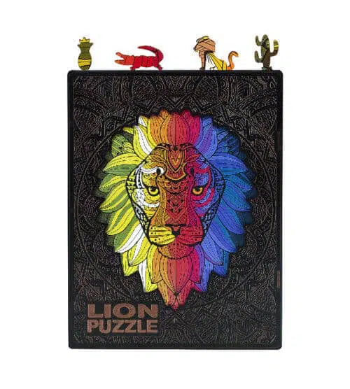 Lion Shaped Jigsaw Piecezz Wooden Puzzle, Large Size, 250 Pieces, Animal Shaped Puzzles (10*13*2 in) or (25*33*5 cm)
