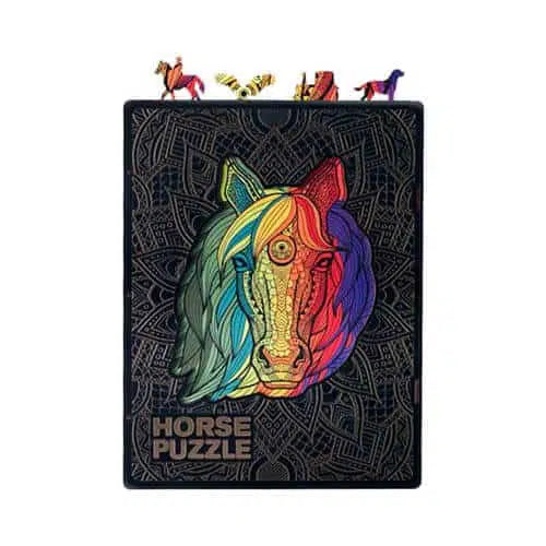 Horse Shaped Jigsaw Piecezz Wooden Puzzle, Large Size, 250 Pieces, Animal Shaped Puzzles (10*13*2 in)