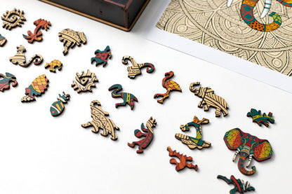 Elephant Shaped Jigsaw Piecezz Wooden Puzzle, Large Size, 250 Pieces, Animal Shaped Puzzles (10*13*2 in) or (25*33*5 cm)